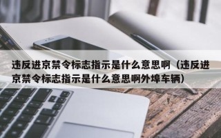 违反进京禁令标志指示是什么意思啊（违反进京禁令标志指示是什么意思啊外埠车辆）